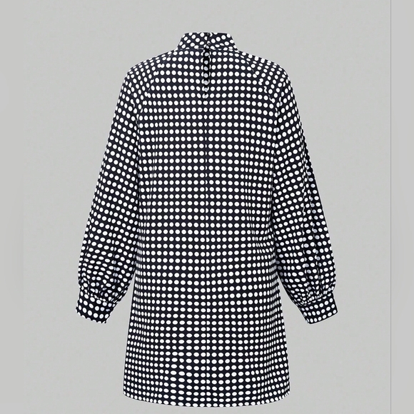 Polka Dot Print Lantern Sleeve Casual Dress - Picture 3 of 5